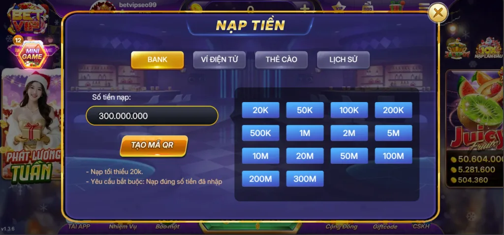 Nạp Tiền Bank Betvip